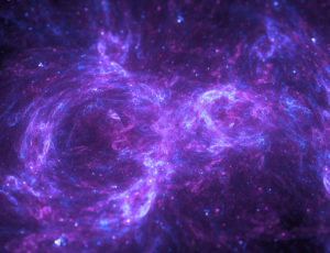Imagem de uma galazia nas cores: roxo e azul.